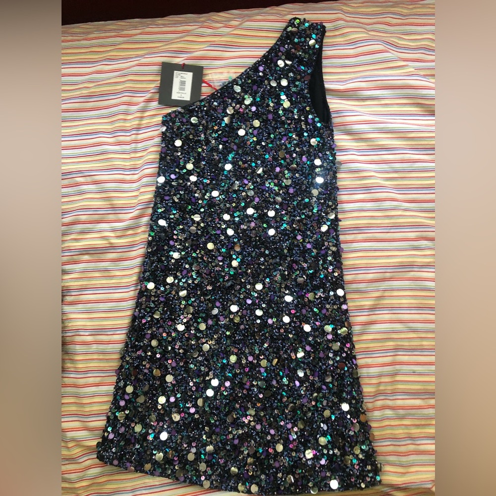 Sequin dress - NWT black with silver blue and purple sequins.